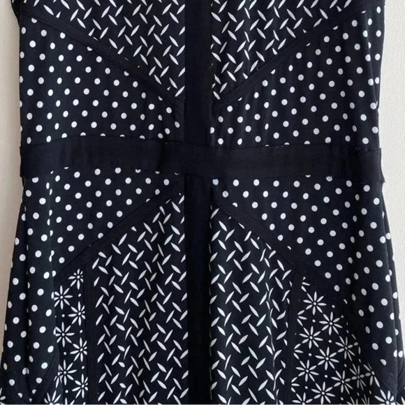 Just…Taylor Black and White Print A-Line Dress, Polka Dot Floral Dress, Size 2 - Picture 7 of 16